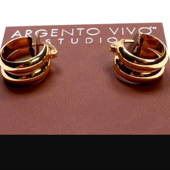 Argento Vivo Studio Gold Tone Hoop Earrings - Picture 2 of 2